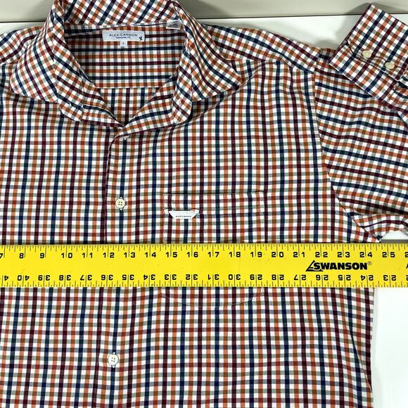 ALEX CANNON Mens Colorful Checkered Long Sleeve Button Down Dress Shirt LG - Picture 5 of 7